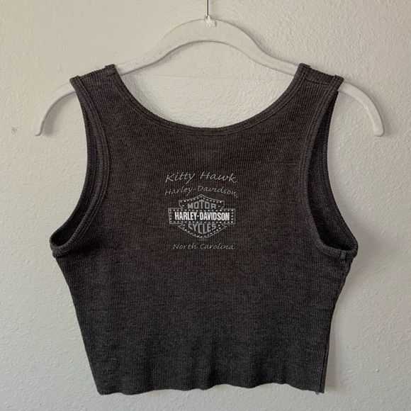 Vintage Harley Davidson sequin logo ribbed knit cropped tank - Picture 4 of 5